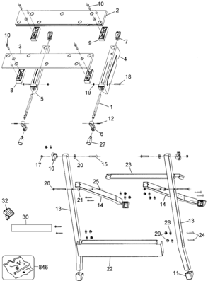 Default Diagram and Parts List for 79-228U Type 1 Black and Decker Sawhorse